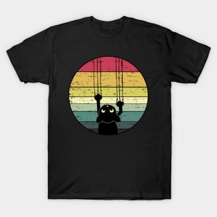 Scratch Cat Retro Sunset Grunge Distressed Cute Cat T-Shirt